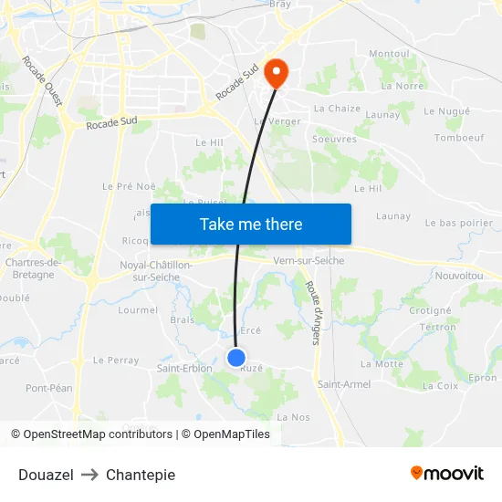 Douazel to Chantepie map