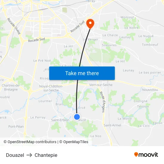 Douazel to Chantepie map