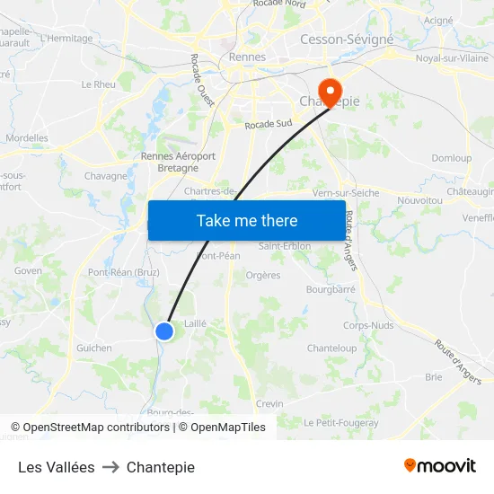 Les Vallées to Chantepie map