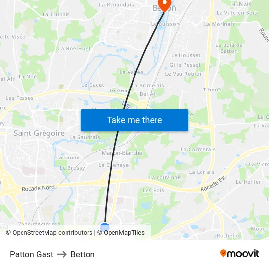 Patton Gast to Betton map