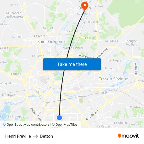 Henri Fréville to Betton map