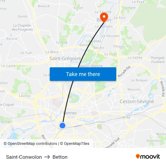 Saint-Conwoïon to Betton map