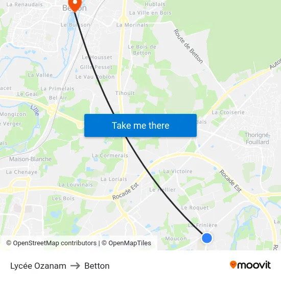 Lycée Ozanam to Betton map