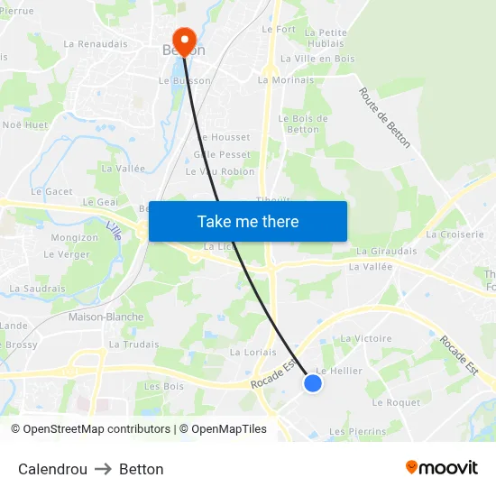Calendrou to Betton map