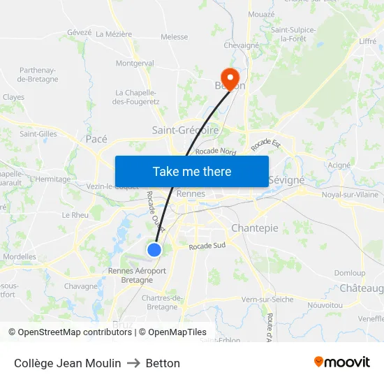 Collège Jean Moulin to Betton map