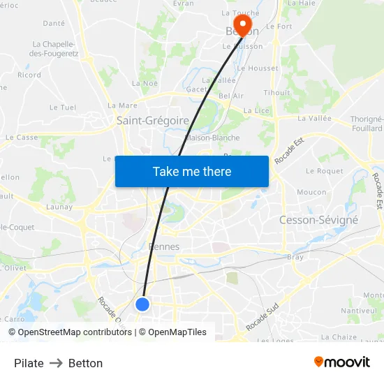 Pilate to Betton map