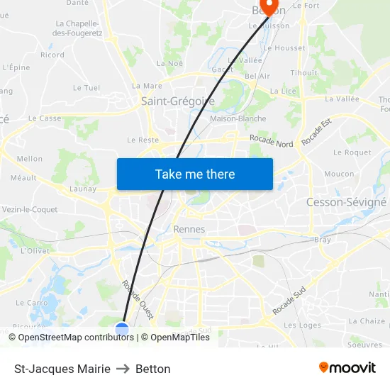 St-Jacques Mairie to Betton map