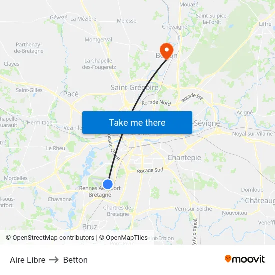 Aire Libre to Betton map