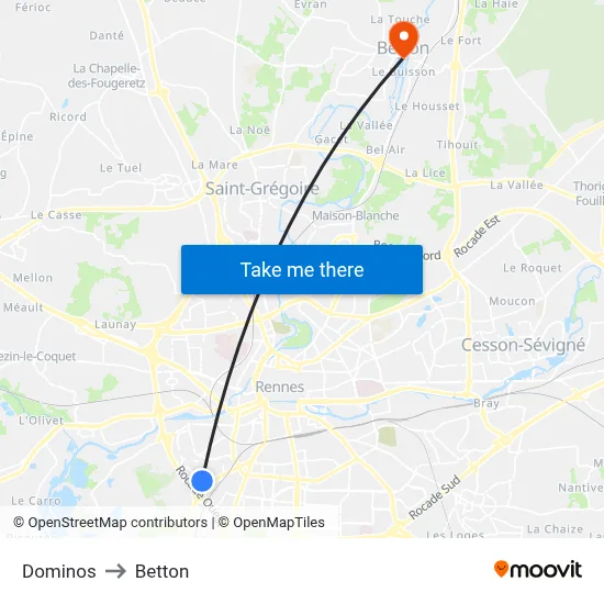 Dominos to Betton map