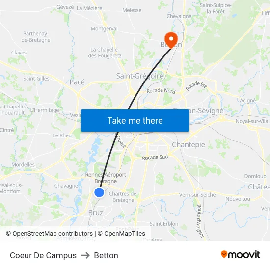 Coeur De Campus to Betton map