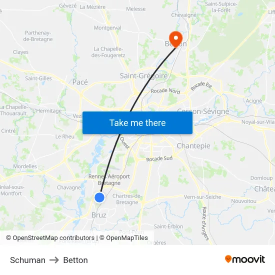 Schuman to Betton map