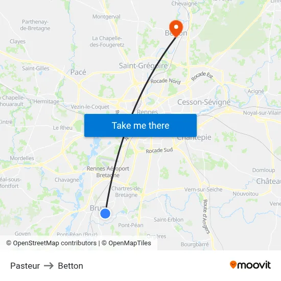 Pasteur to Betton map