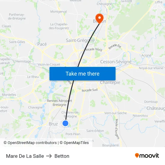 Mare De La Salle to Betton map