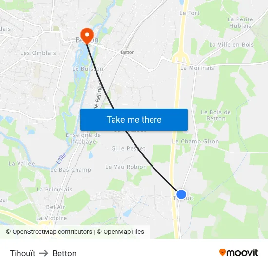 Tihouït to Betton map