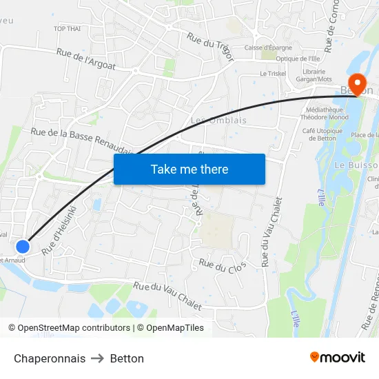 Chaperonnais to Betton map