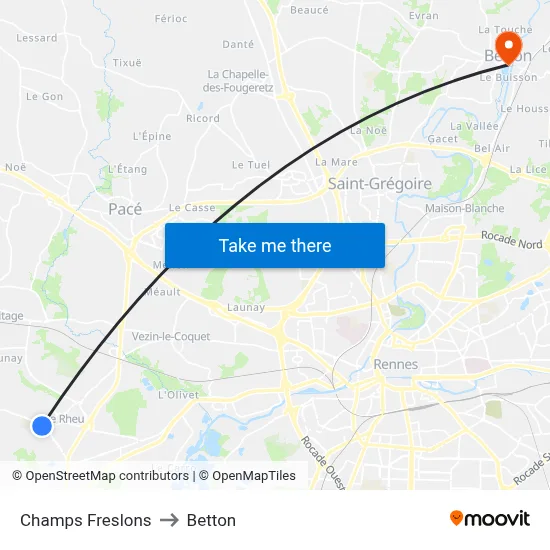 Champs Freslons to Betton map