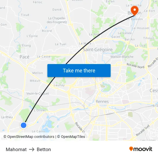 Mahomat to Betton map