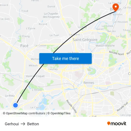 Gerhoui to Betton map