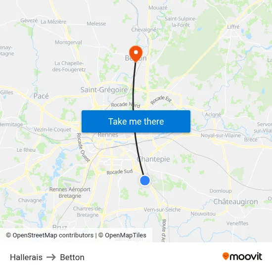 Hallerais to Betton map