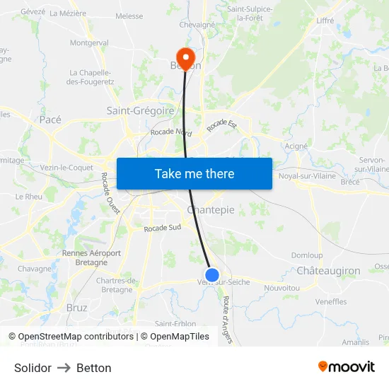 Solidor to Betton map