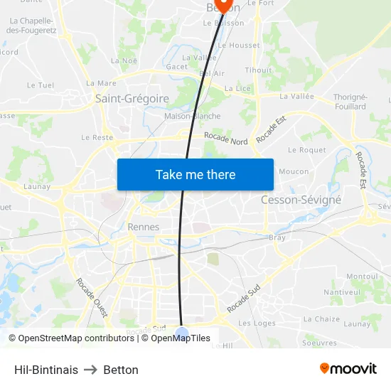 Hil-Bintinais to Betton map