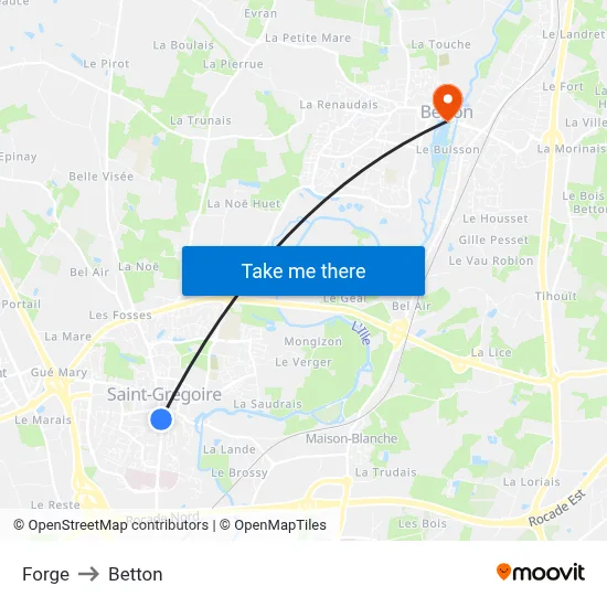 Forge to Betton map