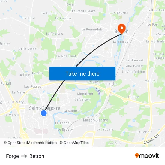 Forge to Betton map
