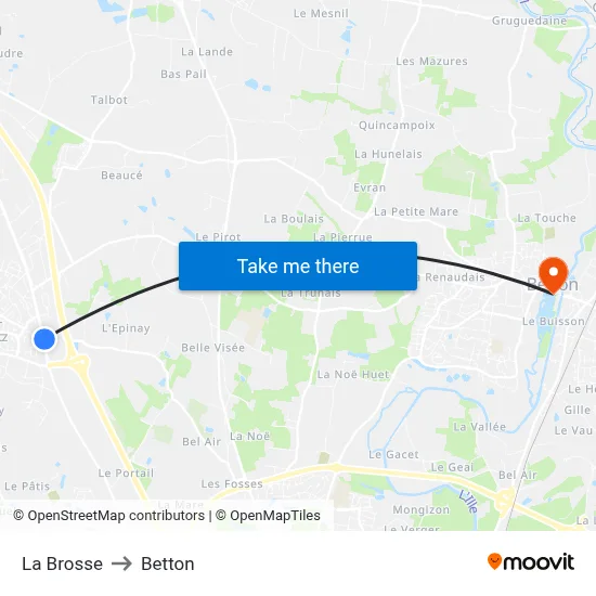 La Brosse to Betton map