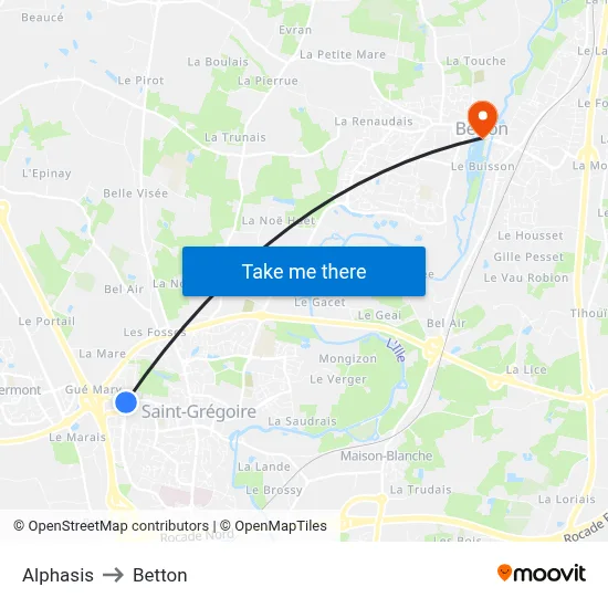 Alphasis to Betton map
