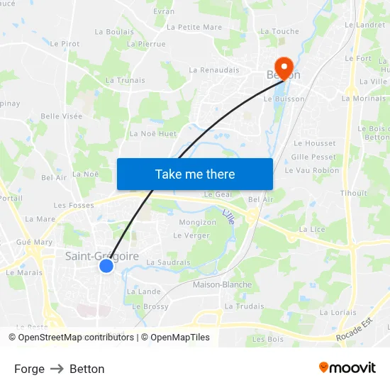 Forge to Betton map