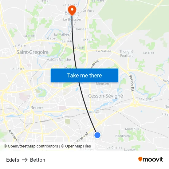 Edefs to Betton map