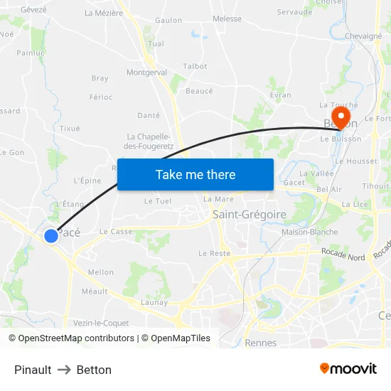 Pinault to Betton map