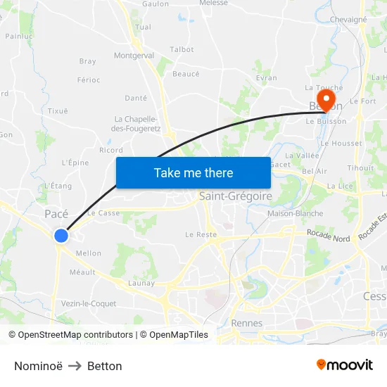 Nominoë to Betton map