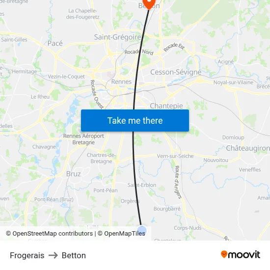 Frogerais to Betton map