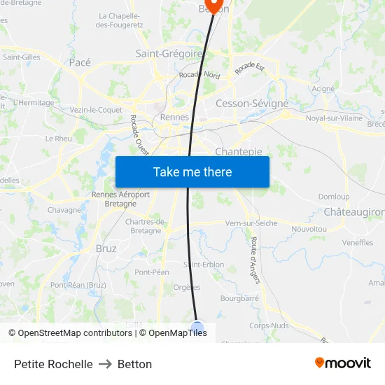 Petite Rochelle to Betton map