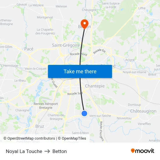 Noyal La Touche to Betton map