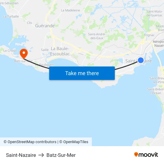 Saint-Nazaire to Batz-Sur-Mer map