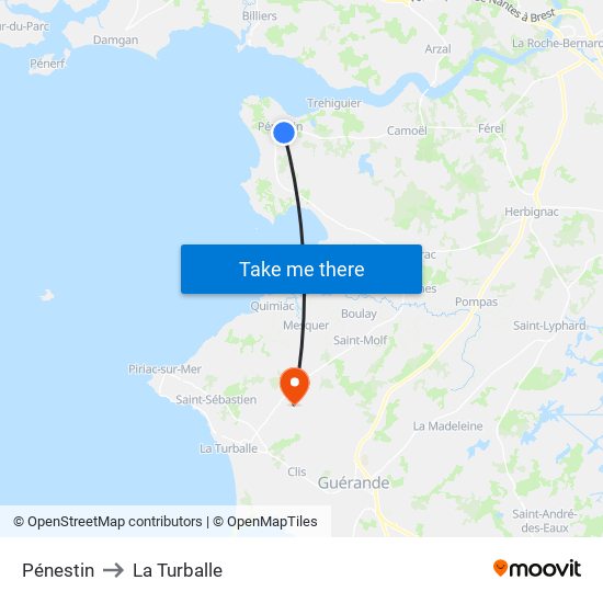 Pénestin to La Turballe map