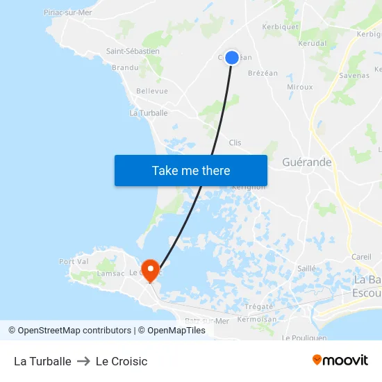 La Turballe to Le Croisic map