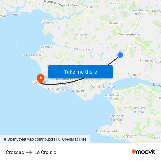 Crossac to Le Croisic map