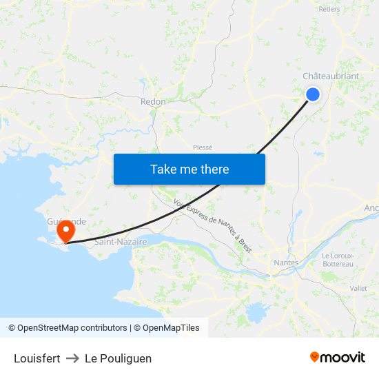 Louisfert to Le Pouliguen map