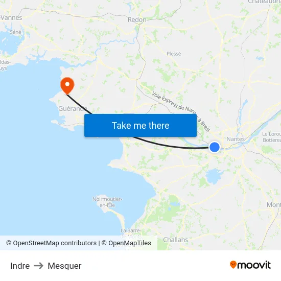 Indre to Mesquer map