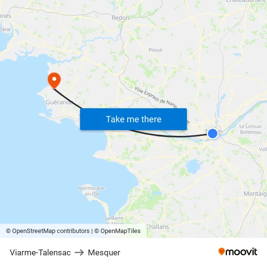 Viarme-Talensac to Mesquer map