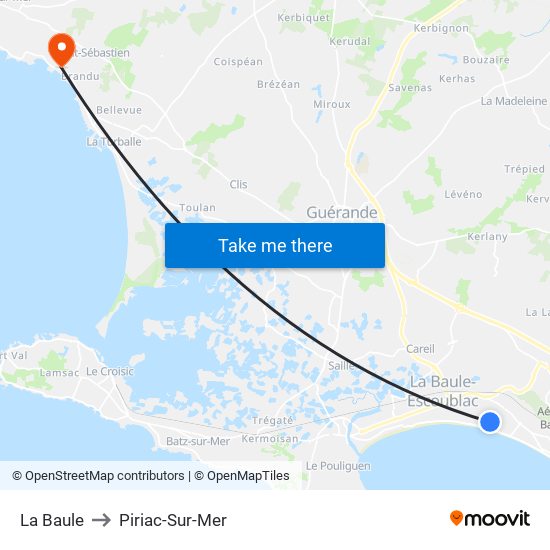 La Baule to Piriac-Sur-Mer map