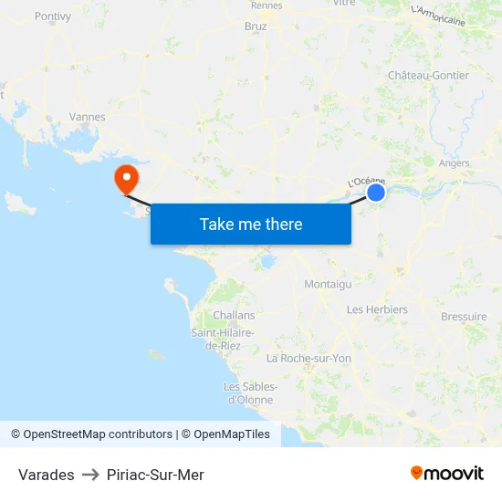 Varades to Piriac-Sur-Mer map