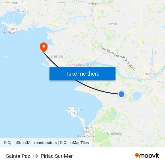 Sainte-Paz to Piriac-Sur-Mer map