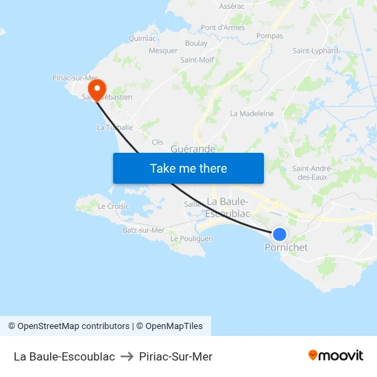 La Baule-Escoublac to Piriac-Sur-Mer map