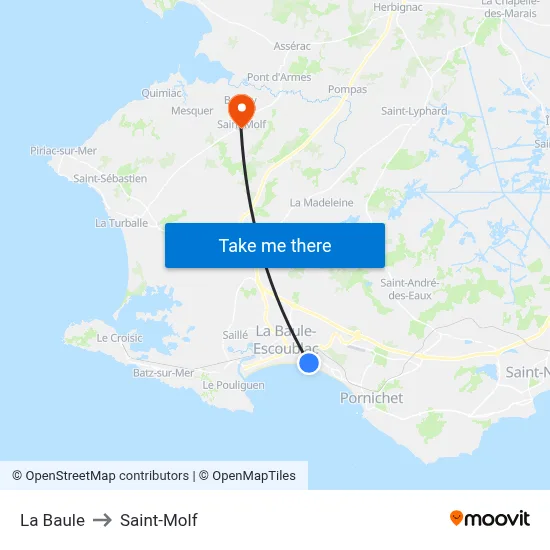 La Baule to Saint-Molf map