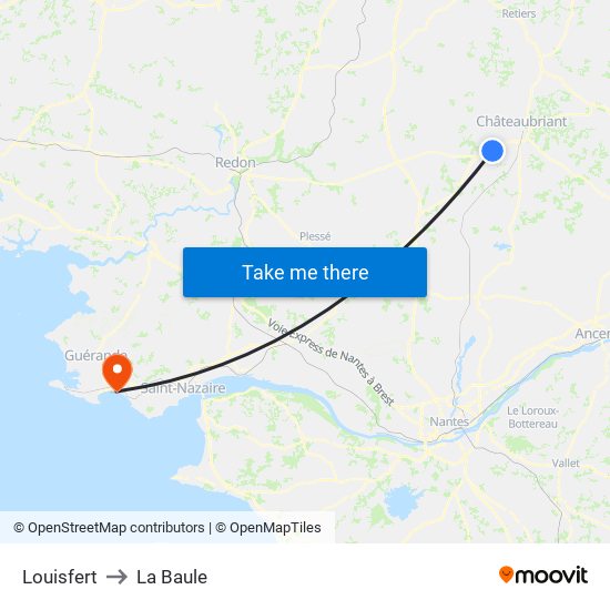 Louisfert to La Baule map