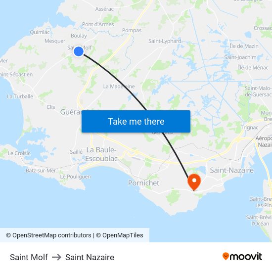 Saint Molf to Saint Nazaire map